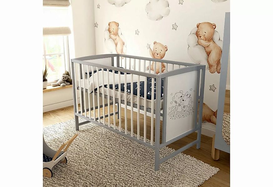 Baby-Delux Babybett Mia, Kinderbett 60x120 cm weiß grau höhenverstellbar, K günstig online kaufen