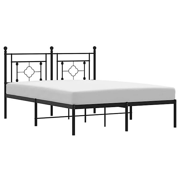 vidaXL Bettgestell, Bettrahmen mit Kopfteil Metall Schwarz 135x190 cm günstig online kaufen