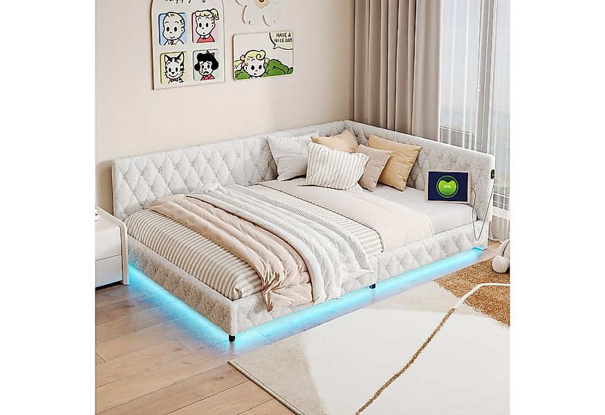 PXloue Polsterbett Daybett Tagesbett, Schlafsofa,Mit LED-Beleuchtung und US günstig online kaufen