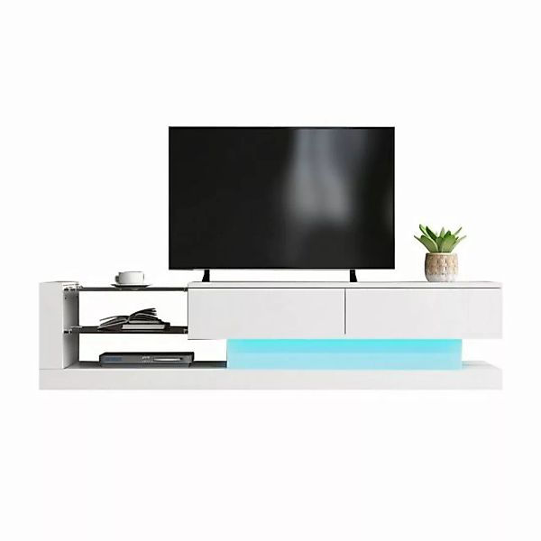 Gotagee TV-Schrank Weiß Hochglanz TV-Schrank LED-Fernsehtisch 1.4 Meter lan günstig online kaufen