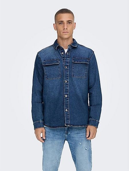ONLY & SONS Langarmhemd ONSCAMON LIFE OVERSHIRT BLUE PK2348 günstig online kaufen