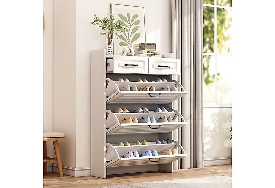 Merax Schuhkipper Schuhschrank mit 3 Klappen und 2 Schubladen, Schmal Schuh günstig online kaufen