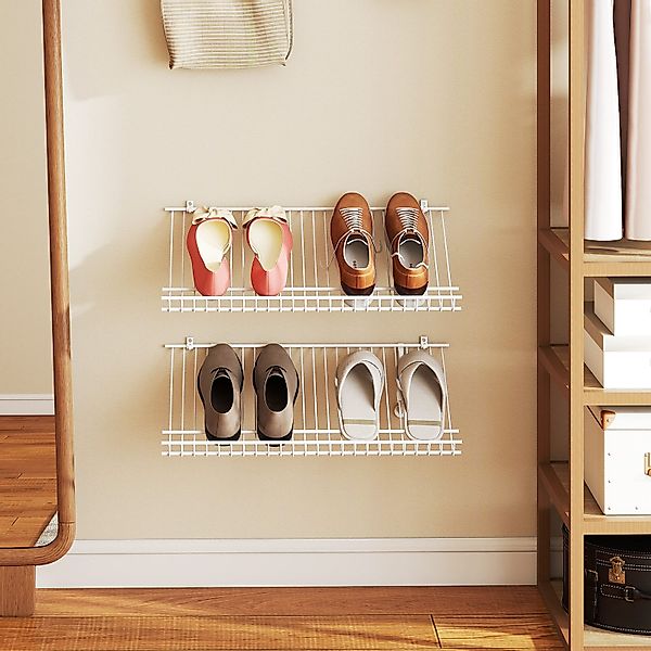 COSTWAY Schuhregal, 2-tlg., Wandmontage, Metall-Draht Lagerorganisator günstig online kaufen