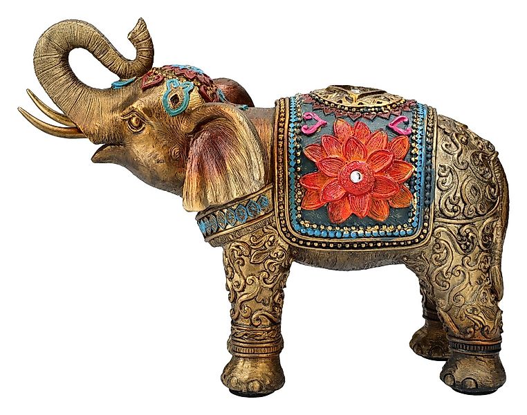 Figuren Shop GmbH Tierfigur Elefantenfigur - Indisch bunt verziert - Elefan günstig online kaufen