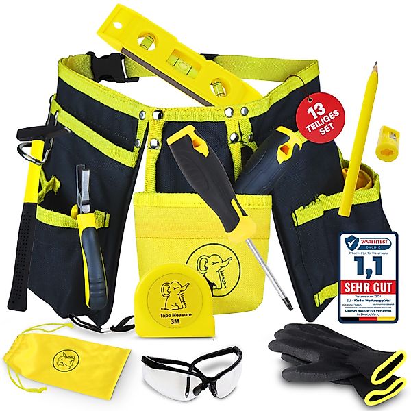 Eli Kinder-Werkzeug-Set Werkzeuggürtel - hochwertiges echtes Kinderwerkzeug günstig online kaufen