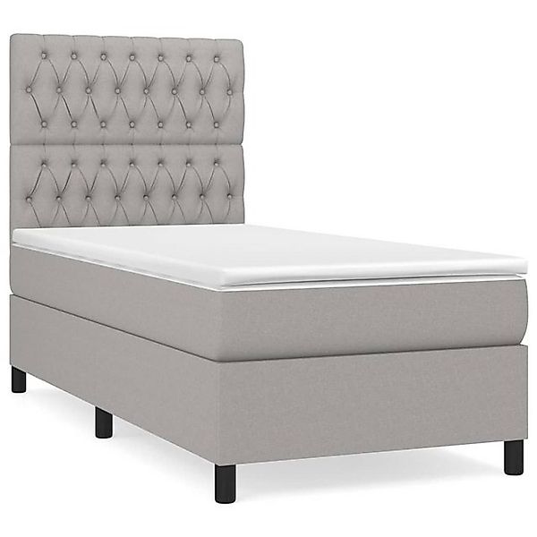 vidaXL Boxspringbett, Boxbett mit Matratze Hellgrau 90x200 cm Stoff günstig online kaufen