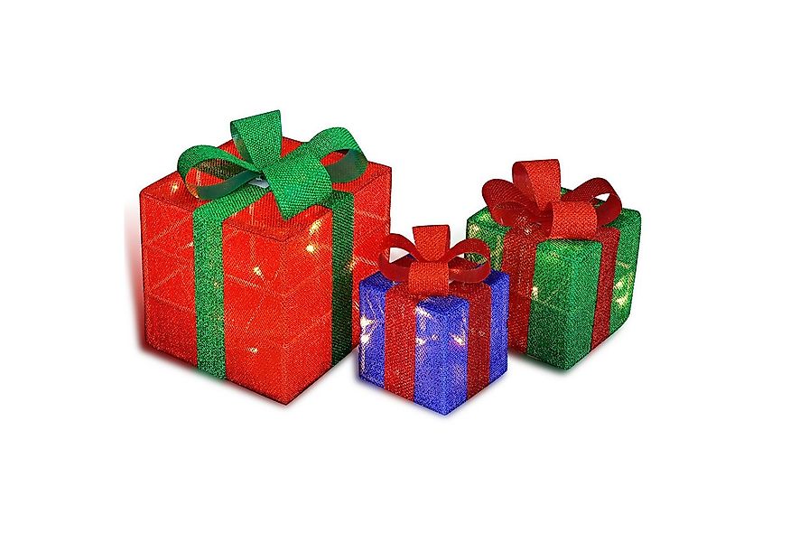 CCLIFE Weihnachtsfigur LED Geschenkbox 3er Set Weihnachten Weihnachtenbox B günstig online kaufen