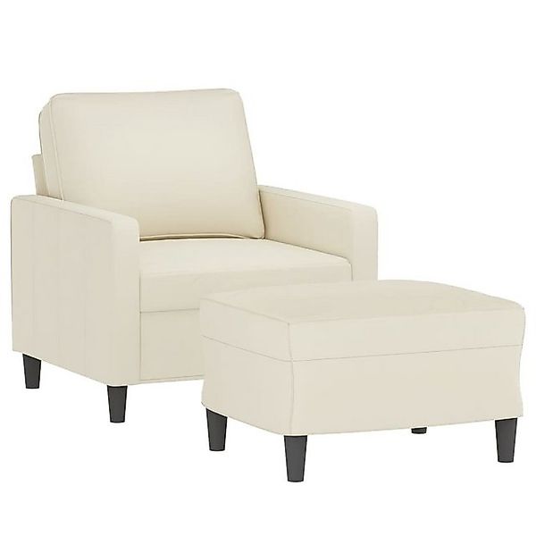 vidaXL Sofa Sessel mit Hocker Creme günstig online kaufen