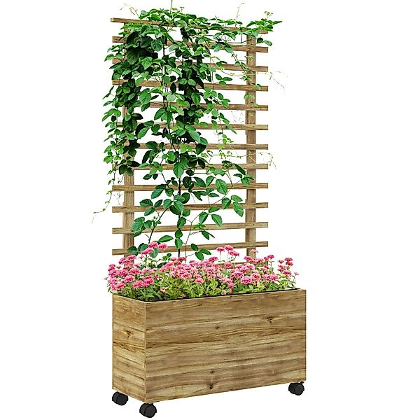 Outsunny Garten-Bett Tannenholz Naturholz 76L x 30B x 155H cm günstig online kaufen