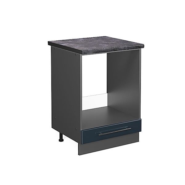 Vicco Herdumbauschrank Fame-Line Dunkelblau Hochglanz/Anthrazit 60 cm AP An günstig online kaufen