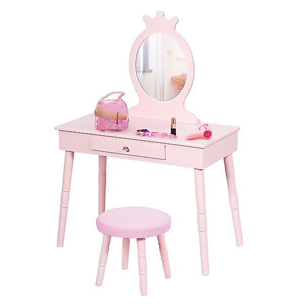 COSTWAY Schminktisch Kinderschminktisch mit Hocker, Kinder, günstig online kaufen
