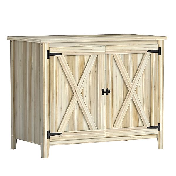 Outsunny Holz-Gartenschrank, Gartenschrank mit Regalen und Doppeltüren, Wer günstig online kaufen