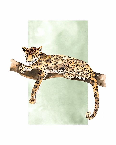 Komar Bild "Lazy Leopard" Natur 1 Stk. tlg. Wandbild zur Dekoration - ohne günstig online kaufen