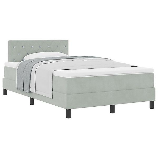 vidaXL Bett Boxspringbett mit Matratze Hellgrau 120x200 cm Samt (1-tlg) günstig online kaufen