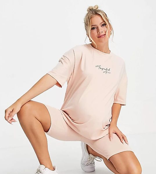 Missguided Maternity – Rosa Set aus Legging-Shorts und T-Shirt günstig online kaufen