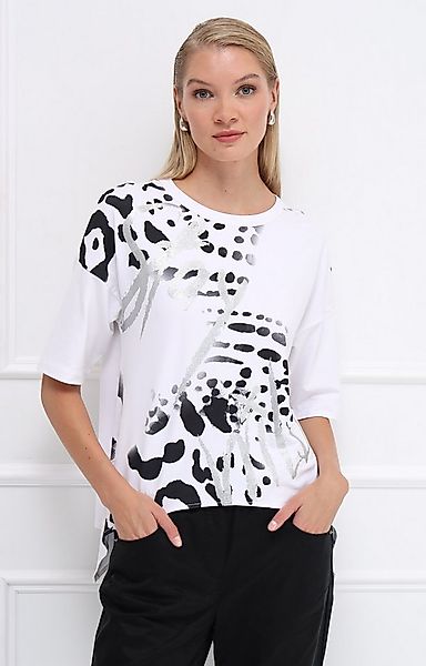 Passioni T-Shirt mit abstraktem Leoprint und Schriftzug günstig online kaufen