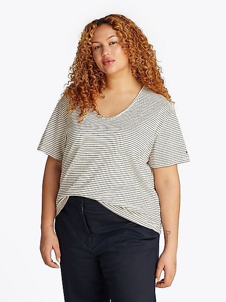 Tommy Hilfiger Curve V-Shirt CRV MODERN CO LINEN V-NK SS in Großen Größen günstig online kaufen