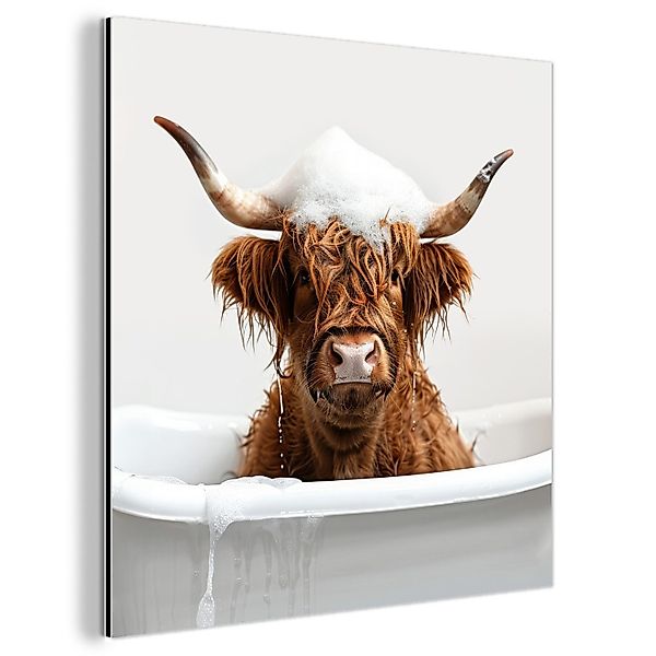 MuchoWow Metallbild Schottischer Highlander - Bad günstig online kaufen