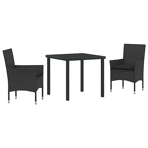 vidaXL Garten Essgruppe mit Kissen 3-Tlg Schwarz Poly Rattan 3379772 günstig online kaufen