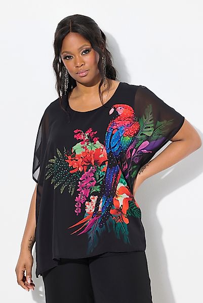 Ulla Popken Druckbluse Blusenshirt Papagei doppellagig günstig online kaufen