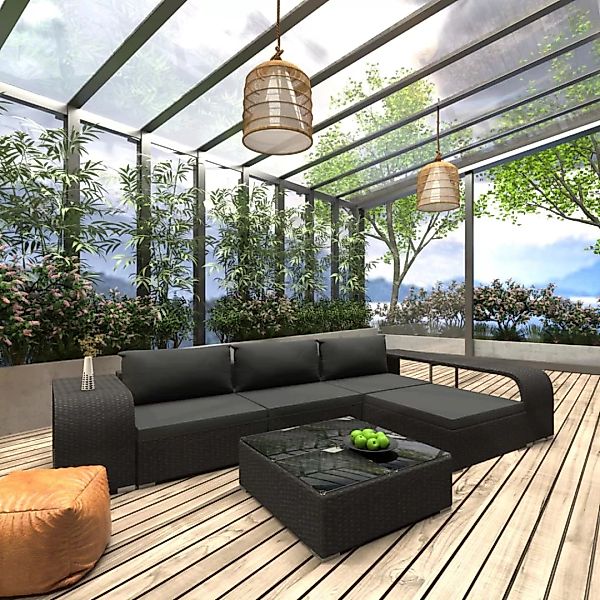 8-tlg. Garten-lounge-set Mit Auflagen Poly Rattan Schwarz günstig online kaufen