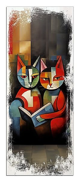 Wallario Holzbild, Lesende Katzen, in verschiedenen günstig online kaufen