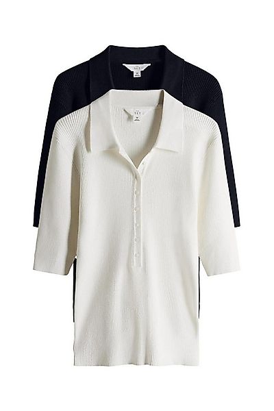 The Set Polokragenpullover The Set Gerippte Strick-Poloshirts, 2er-Pack (2- günstig online kaufen