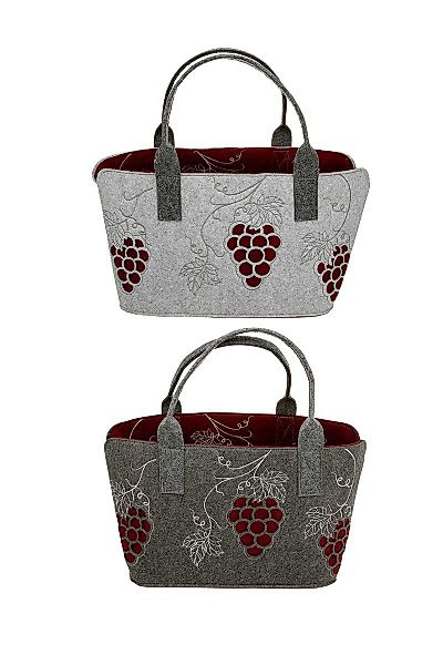 GILDE Shopper Filztasche Weinreben Shoppingtasche Grau günstig online kaufen