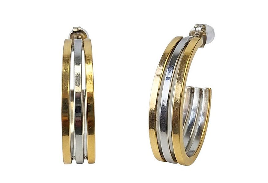 KARMA Paar Creolen Ohrringe Silber Gold 3 cm Damenohrringe zweifarbig (Dame günstig online kaufen