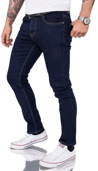 Gelverie Slim-fit-Jeans Herren Jeans Stonewashed Dunkelblau günstig online kaufen