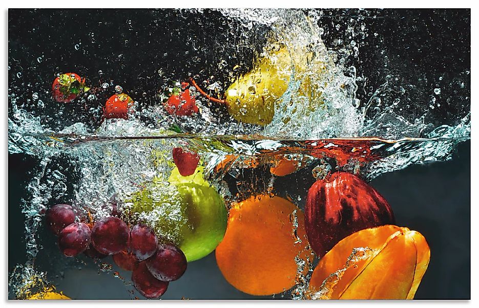 Artland Küchenrückwand "Spritzendes Obst auf dem Wasser" Alu Spritzschutz m günstig online kaufen