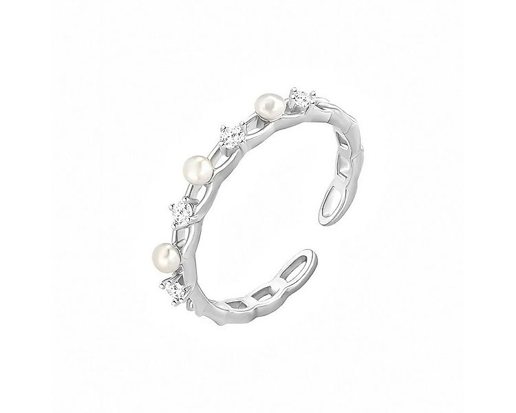 The Beauty House Fingerring Damen silberfarbiger Vintage Ring mit Perlen un günstig online kaufen
