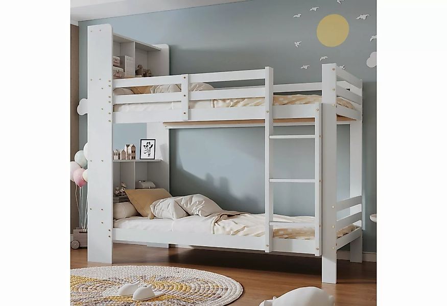 Sweiko Etagenbett, Kinderbett mit Regalen, Leiter und Rausfallschutz, 90*20 günstig online kaufen