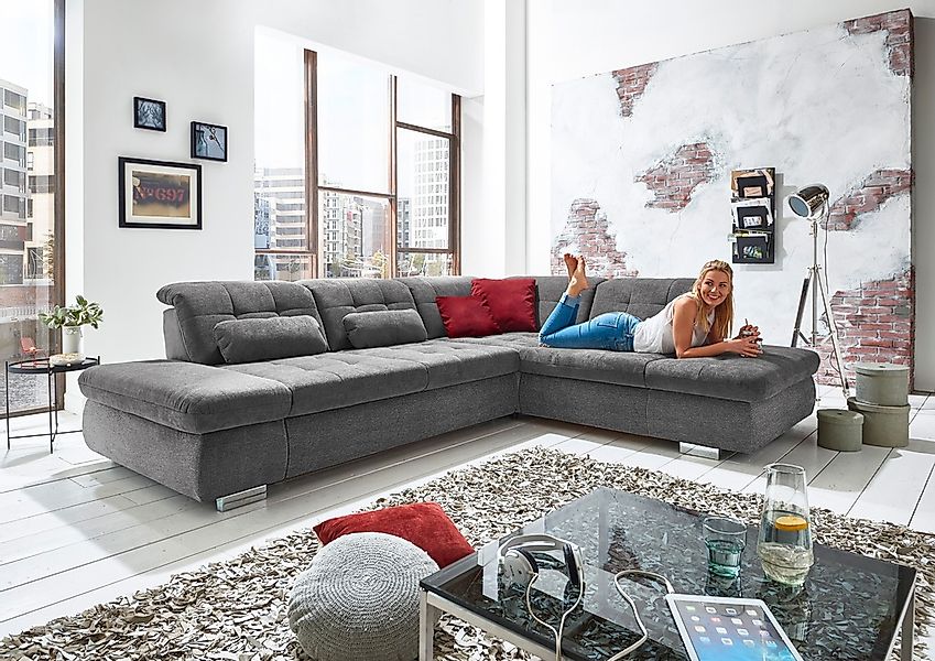 Die PlanBar Ecksofa "MP-IN17004 L-Form" wahlweise mit Bettfunktion, Sitztie günstig online kaufen