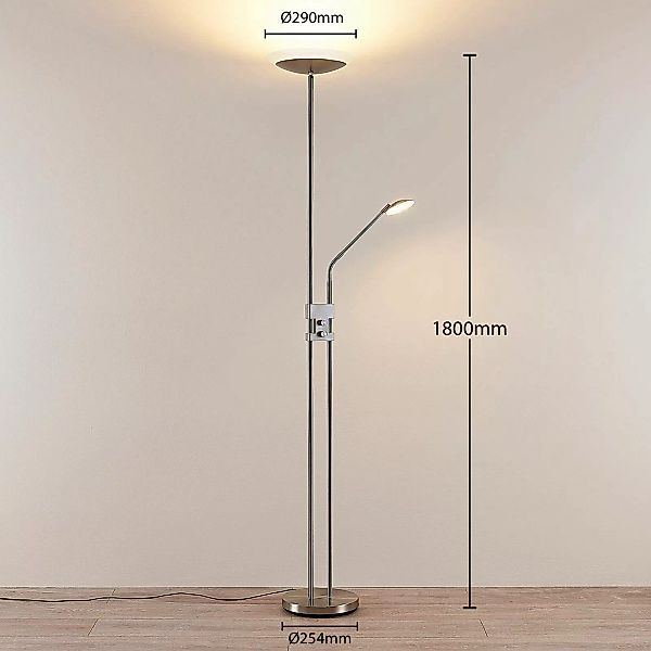 LED-Deckenfluter Jonne mit Lesearm, dimmbar, rund günstig online kaufen
