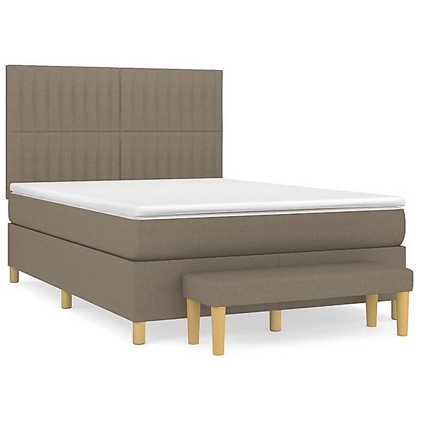 vidaXL Boxspringbett Boxspringbett mit Matratze Taupe 140x200 cm Stoff Bett günstig online kaufen