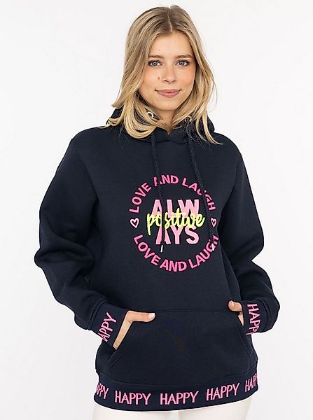 Zwillingsherz Hoodie "Always Positive" Kapuze, Stickerei, Fronttasche, Bünd günstig online kaufen