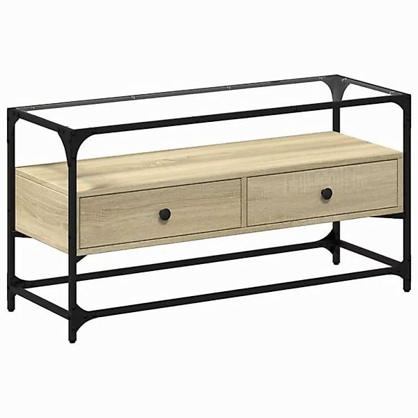 vidaXL TV-Schrank TV-Schrank mit Glasplatte Sonoma-Eiche 98x35x51cm Holzwer günstig online kaufen