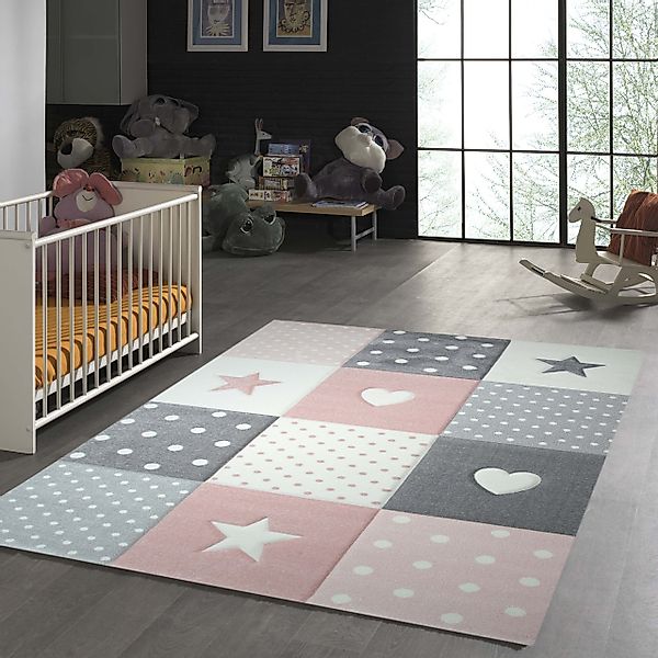 TeppichHome24 Kinderteppich Kinderteppich mit Herz Stern günstig online kaufen