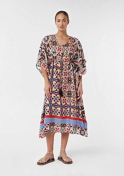 comma Poncho Accessories Fließender Kaftan mit Grafik-Print und Bindeband günstig online kaufen