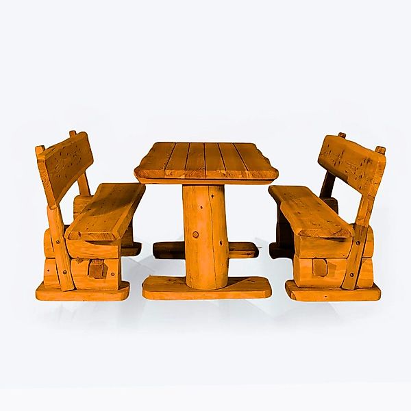 Mega-Holz Garten-Essgruppe Massive rustikale Gartengarnitur Kiefer günstig online kaufen