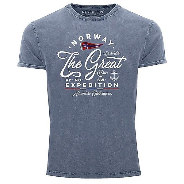 Neverless Print-Shirt Herren Vintage Shirt Norwegen The Great Expedition Ou günstig online kaufen