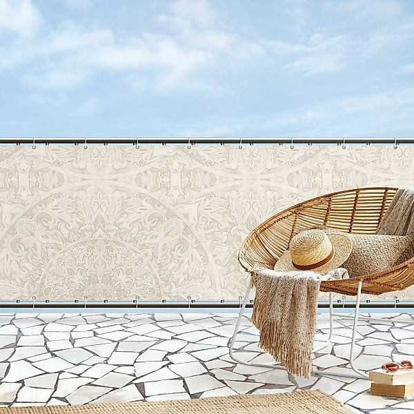 Balkon Sichtschutz Mandala Aquarell Muster Ornament beige günstig online kaufen