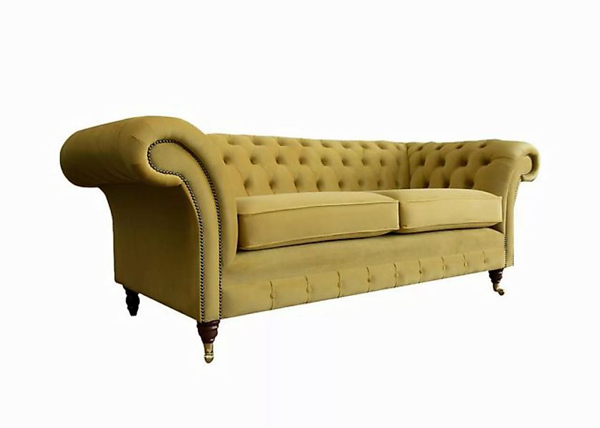 Xlmoebel Sofa Dreisitzer Gelbes Stoffsofa Chesterfield Wohnzimmer Couch Pol günstig online kaufen