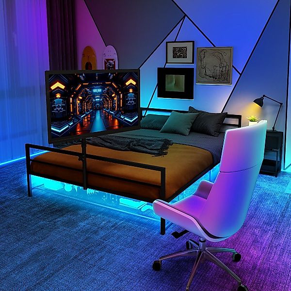 BlingBin Metallbett Jugendbett, Schwarzes Gaming-Bett mit günstig online kaufen