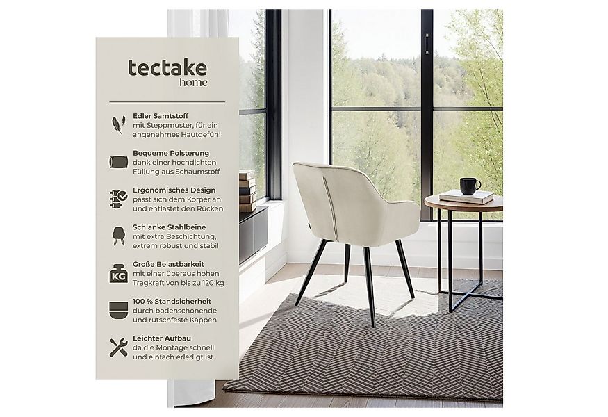 tectake Esszimmerstuhl Stuhl Marilyn, Samtoptik, gesteppt (Set, 6 St), Extr günstig online kaufen