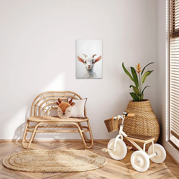 A.S. Création Leinwandbild "Baby Billy Goat - Wandbild Weiß Beige Keilrahme günstig online kaufen