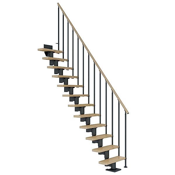 Dolle Mittelholmtreppe Dublin Ahorn Anthrazit GH bis 292 cm Gerade 65 cm günstig online kaufen