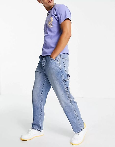 Topman – Zimmermanns-Jeans in mittlerer Waschung-Blau günstig online kaufen