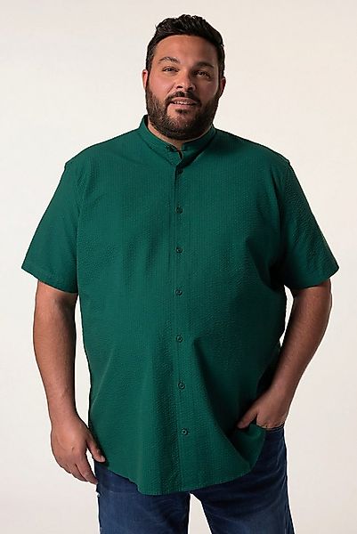 Men Plus Kurzarmhemd Hemd Halbarm Stehkragen Seersucker Comfort Fit günstig online kaufen